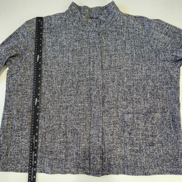 Eileen Fisher 1X Gray Tweed Zip Front Stand Collar Jacket Coat - Picture 7 of 12